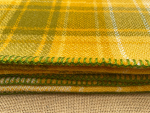 Retro Gold & Olive SINGLE Pure New Zealand Wool Blanket