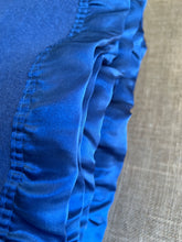 Load image into Gallery viewer, Thick Dark Denim Blue QUEEN Merino Wool Blanket with Satin Trim
