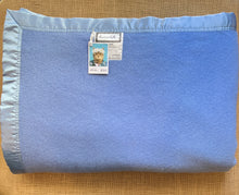 Load image into Gallery viewer, Sky Blue KING Merino Wool Blanket with Satin Trim
