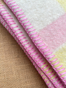 DREAMWARM Pink & Lemon SMALL SINGLE/COT New Zealand Wool Blanket