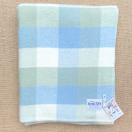 Blue, Cream & Olive SINGLE Kaiapoi NZ Wool Blanket
