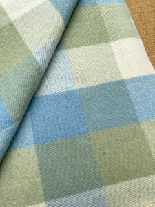 Blue, Cream & Olive SINGLE Kaiapoi NZ Wool Blanket