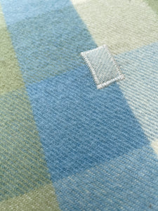 Blue, Cream & Olive SINGLE Kaiapoi NZ Wool Blanket