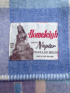 Lightweight Pastel DOUBLE Napier Woollen Mill Pure Wool Blanket