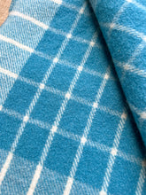 Load image into Gallery viewer, Sea Blue Plaid SINGLE New Zealand Wool Blanket
