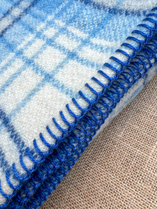 Gorgeous Blue Plaid SINGLE New Zealand Wool Blanket