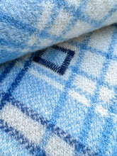 Load image into Gallery viewer, Gorgeous Blue Plaid SINGLE New Zealand Wool Blanket
