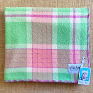 Peach, Magenta and Apple Green THROW New Zealand Wool Blanket