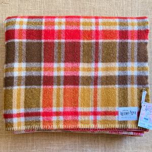 Bold Red & Brown DOUBLE/QUEEN New Zealand Wool Blanket