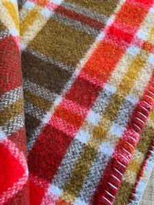 Bold Red & Brown DOUBLE/QUEEN New Zealand Wool Blanket