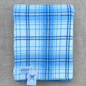 Gorgeous Blue Plaid SINGLE New Zealand Wool Blanket (no label)