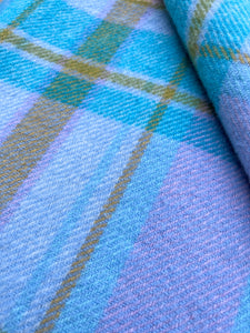 Lilac & Aqua Turquoise SINGLE New Zealand Wool Blanket.