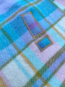 Lilac & Aqua Turquoise SINGLE New Zealand Wool Blanket.