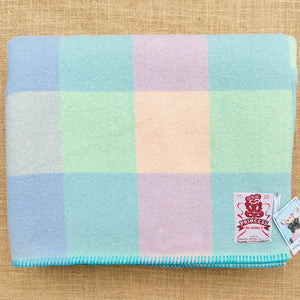 Pastel Check Onehunga Princess TIKI Label  KING SINGLE NZ Wool Blanket