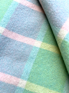 Pastel Green & Mauve SINGLE New Zealand Wool Blanket
