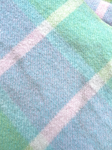 Pastel Green & Mauve SINGLE New Zealand Wool Blanket