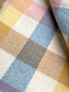 Pretty Check Pastel Small SINGLE New Zealand Wool Blanket