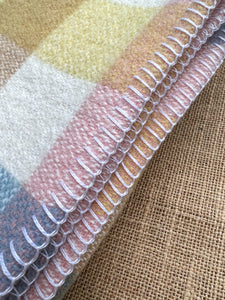 Pretty Check Pastel Small SINGLE New Zealand Wool Blanket