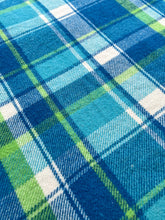 Load image into Gallery viewer, Bold Favourite Blue and Lime DOUBLE/QUEEN New Zealand Wool Blanket
