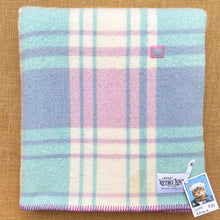 Load image into Gallery viewer, Mint &amp; Purple Plaid SINGLE New Zealand Wool Blanket *BARGAIN*
