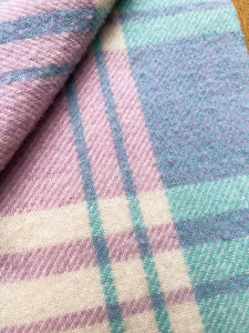 Mint & Purple Plaid SINGLE New Zealand Wool Blanket *BARGAIN*