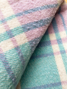 Mint & Purple Plaid SINGLE New Zealand Wool Blanket *BARGAIN*