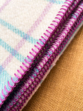 Load image into Gallery viewer, Mint &amp; Purple Plaid SINGLE New Zealand Wool Blanket *BARGAIN*
