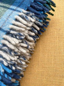 Blue & Green Tartan TRAVEL RUG - 100% Wool ideal for home or car
