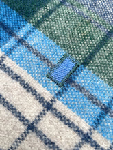Load image into Gallery viewer, Blue &amp; Green Tartan TRAVEL RUG - 100% Wool ideal for home or car
