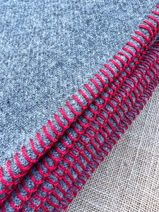 Grey Army Blanket KING SINGLE with Red Stripe New Zealand Wool Blanket