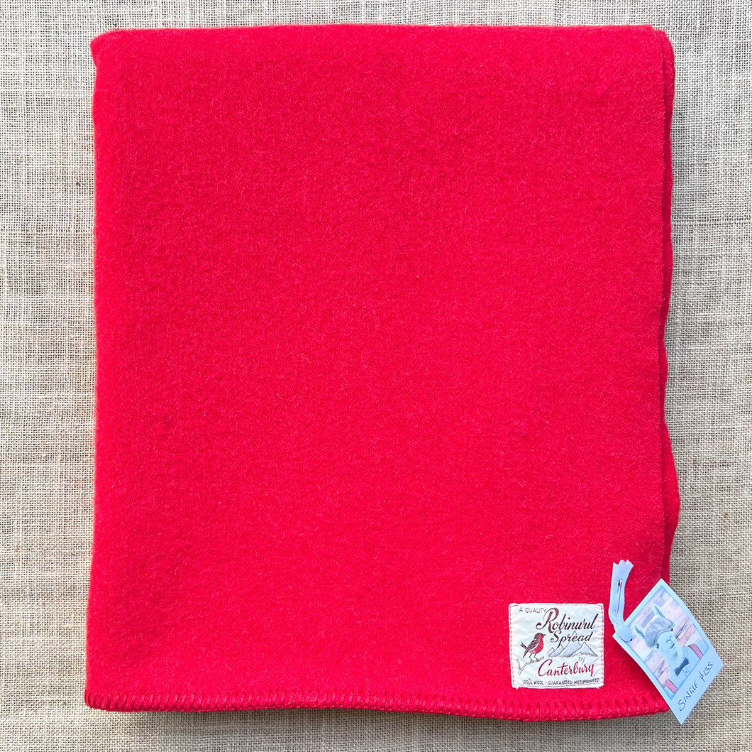 Solid Bold Red SINGLE Pure New Zealand Wool Blanket