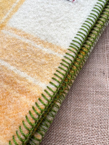 Fresh Retro Favourite Gold & Olive SMALL SINGLE New Zealand Wool Blanket