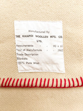Load image into Gallery viewer, Vintage KAIAPOI CreamSINGLE NZ Wool Blanket - Unique label
