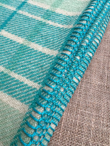 *BARGAIN BLANKET* Lightweight Mint and Turquoise SINGLE Wool Blanket