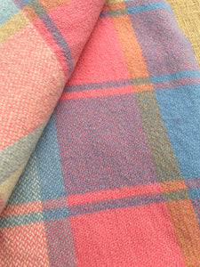 Gorgeous Pinks & Blue SINGLE New Zealand Wool Blanket