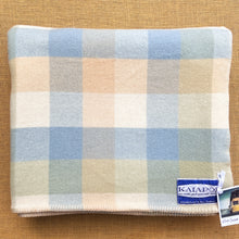 Load image into Gallery viewer, Blue, Cream &amp; Olive KING SINGLE Kaiapoi NZ Wool Blanket
