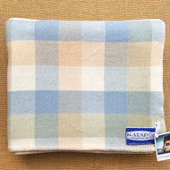 Blue, Cream & Olive KING SINGLE Kaiapoi NZ Wool Blanket