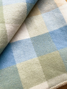 Blue, Cream & Olive KING SINGLE Kaiapoi NZ Wool Blanket