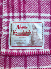Load image into Gallery viewer, Magenta &amp; Cream Plaid SINGLE New Zealand Wool Blend Blanket
