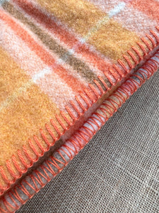 Retro Orange Plaid SMALL SINGLE New Zealand Wool Blanket