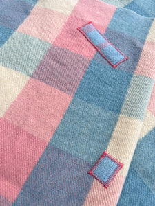 Pink, Blue & Cream Check SINGLE New Zealand Wool Blanket
