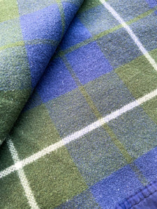 Forest Vibe Green & Navy QUEEN/ Pure Wool Blanket