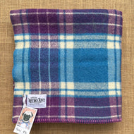 BOLD Blue and Violet LARGE THROW New Zealand Wool Blanket