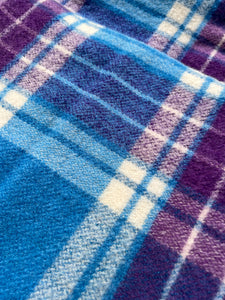 BOLD Blue and Violet LARGE THROW New Zealand Wool Blanket