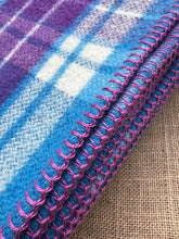 Load image into Gallery viewer, BOLD Blue and Violet SINGLE New Zealand Wool Blanket
