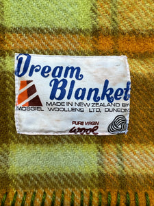 Fresh Retro Favourite Gold & Olive SINGLE New Zealand Wool Blanket