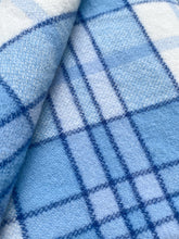Load image into Gallery viewer, Beautiful Blues Plaid QUEEN Pure New Zealand Wool Blanket
