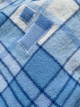Load image into Gallery viewer, Beautiful Blues Plaid QUEEN Pure New Zealand Wool Blanket
