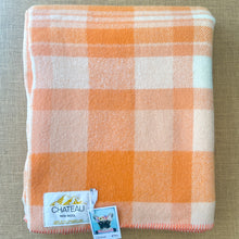 Load image into Gallery viewer, Orange and Cream Check SINGLE New Zealand Wool Blanket
