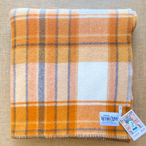 Pumpkin Plaid Retro SINGLE New Zealand Wool Blanket